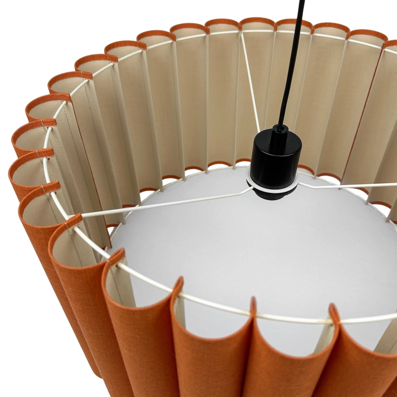 Pomarańczowa lampa wisząca z lnianym abażurem ONDE II - detal