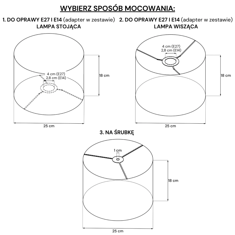 Kolorowy abażur w kwiaty piwonii NANA 25 cm - rysunek.