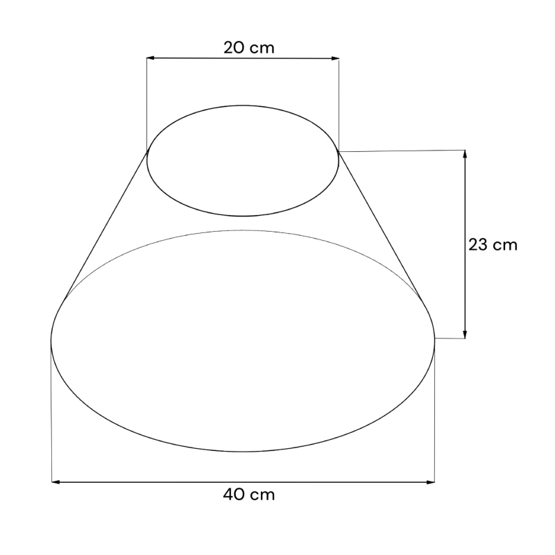 Klasyczny stożkowy abażur w odcieniu złamanej bieli BASE 40/20 cm - rysunek.