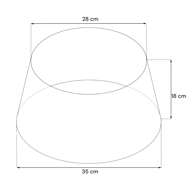 Stożkowy abażur z bawełny w odcieniu złamanej bieli BASE 35 cm - rysunek