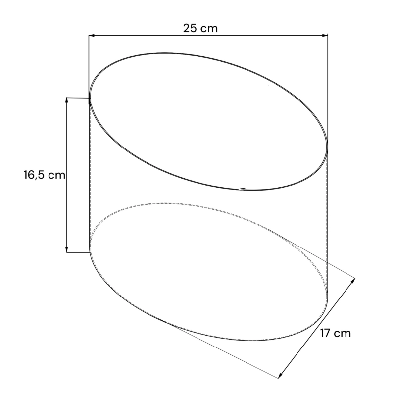 Owalny biały abażur 25 cm BASE - rysunek