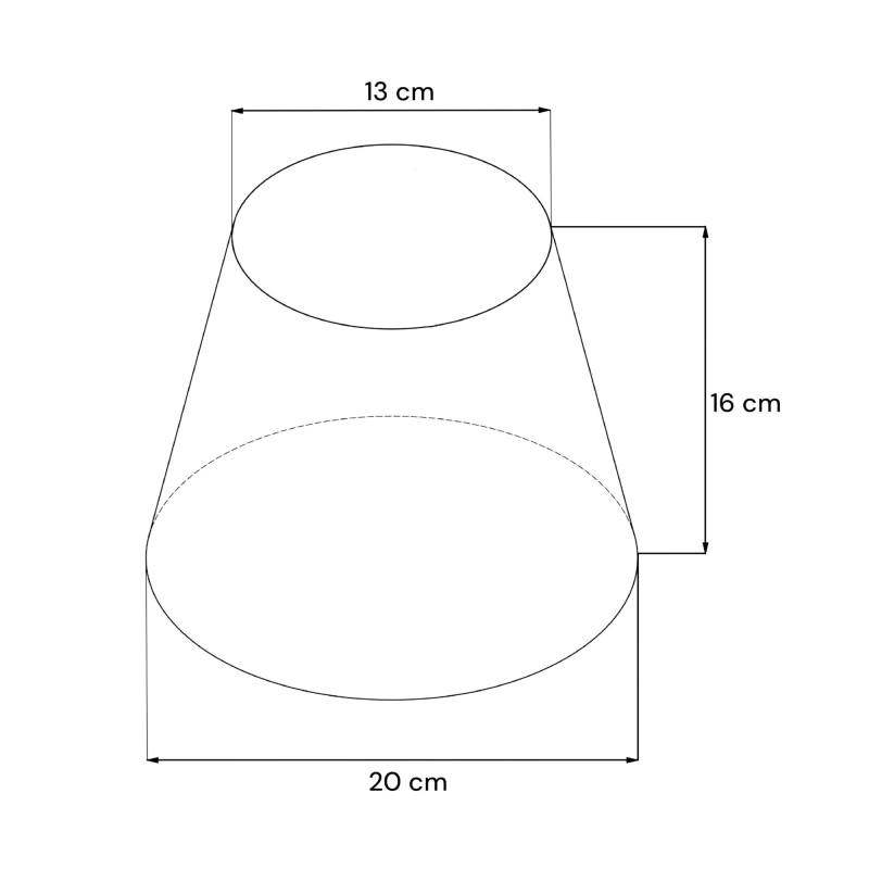 Mały lniany abażur stożkowy z wyraźnym splotem LINO 20 cm - rysunek.