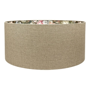 Lniany abażur z kwiatowym wzorem AURA - walec 50 cm