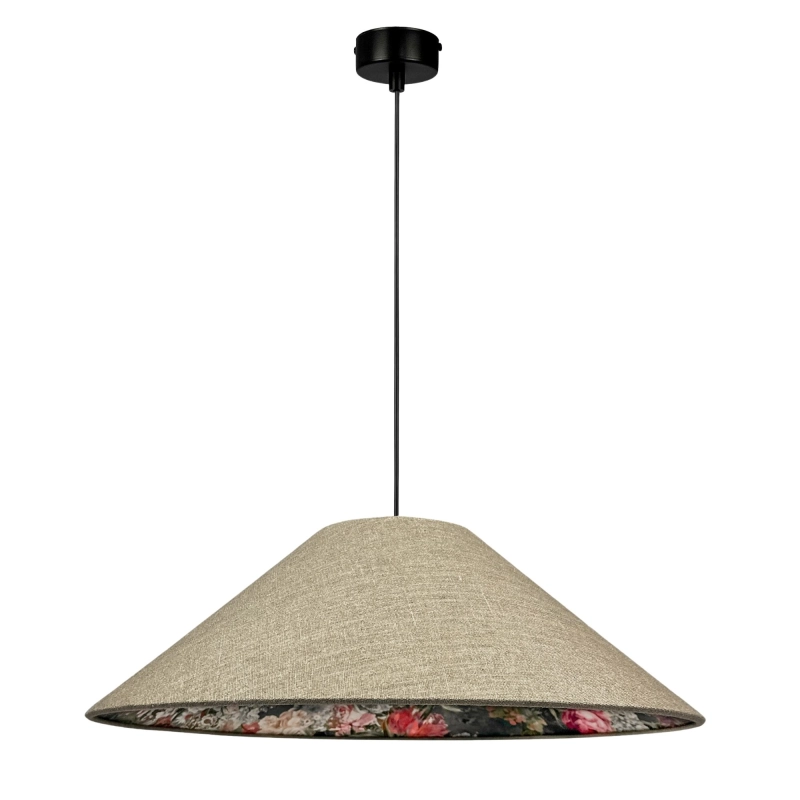 Lniana lampa wisząca w kwiaty wewnątrz AURA III