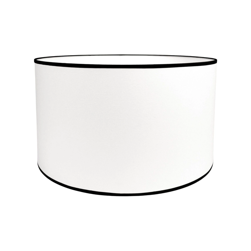 Biało-czarny abażur z gładkiej bawełny walec 38 cm BASE