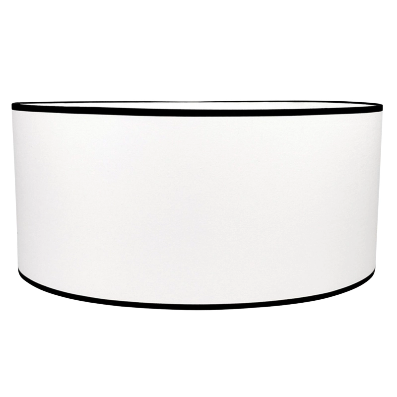 Duży biało-czarny owalny abażur z gładkiej bawełny owal 52 cm BASE