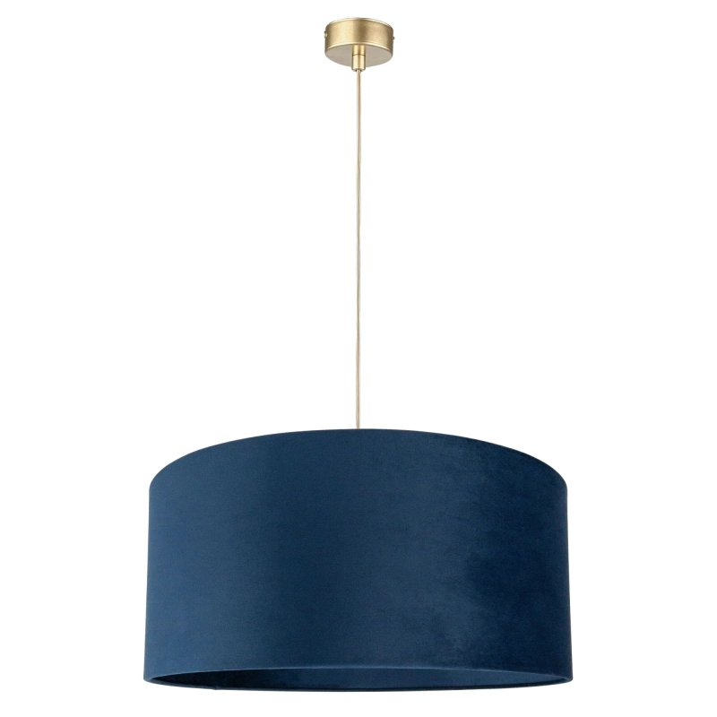 Granatowa lampa wisząca z abażurem welurowym BASE VELVET II.