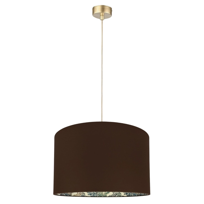 Brązowa lampa wisząca ze wzorzystym abażurem FARMHOUSE II M