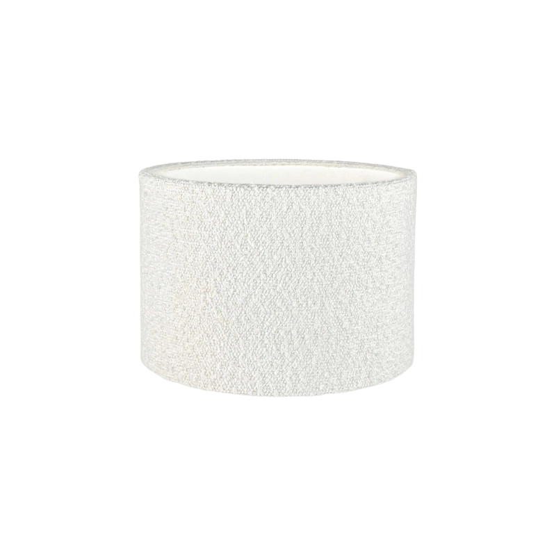 Biały abażur z tkaniny boucle NEBIA - walec 25 cm.