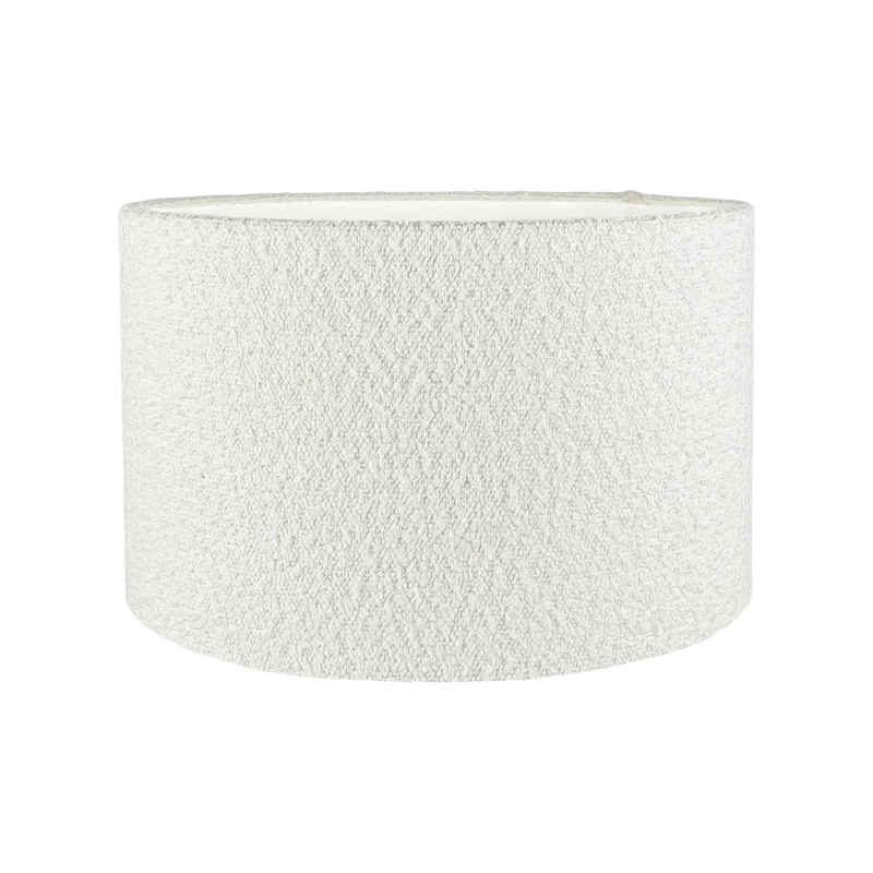 Biały abażur bouclé w kształcie walca 38 cm NEBIA.