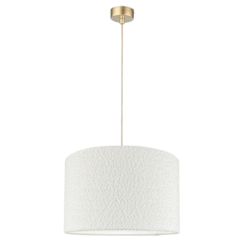 Biała lampa wisząca z abażurem bouclé NEBIA I.