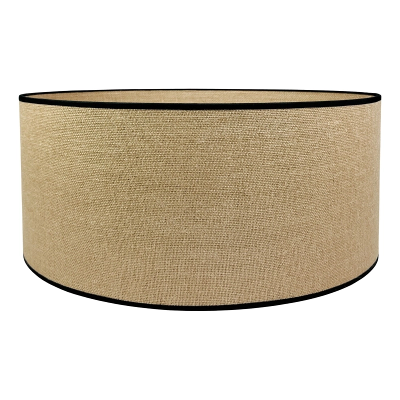 Jutowy abażur z czarną lamówką walec 50 cm TELA BLACK