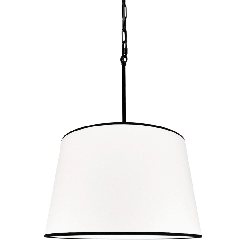 Biało-czarna lampa wisząca na łańcuchu ze stożkowym abażurem SILIA BLACK I biało-czarny
