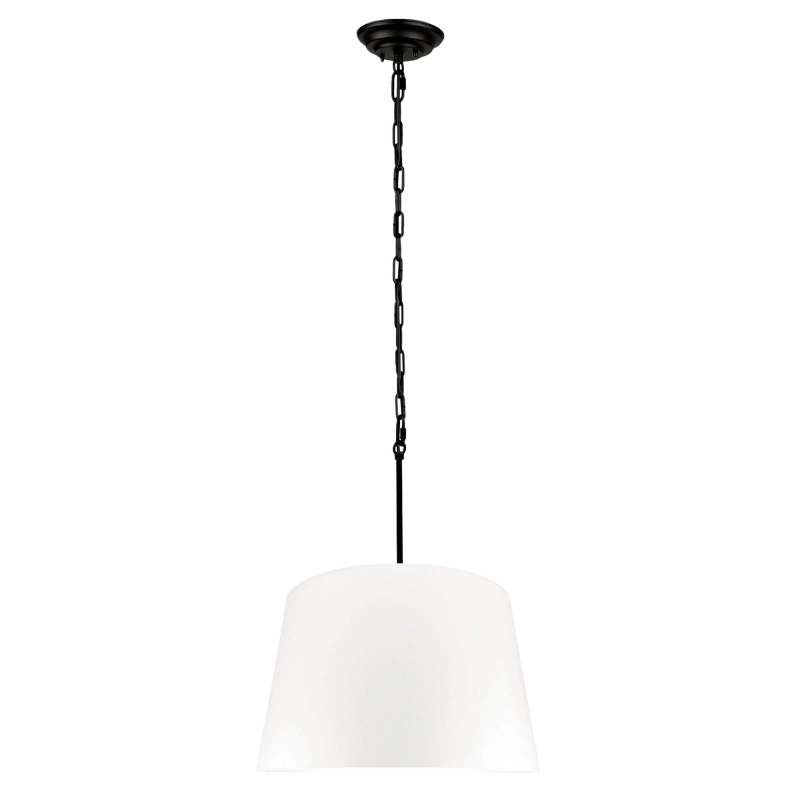 Czarna lampa wisząca z abażurem w odcieniu złamanej bieli SILIA BLACK I.