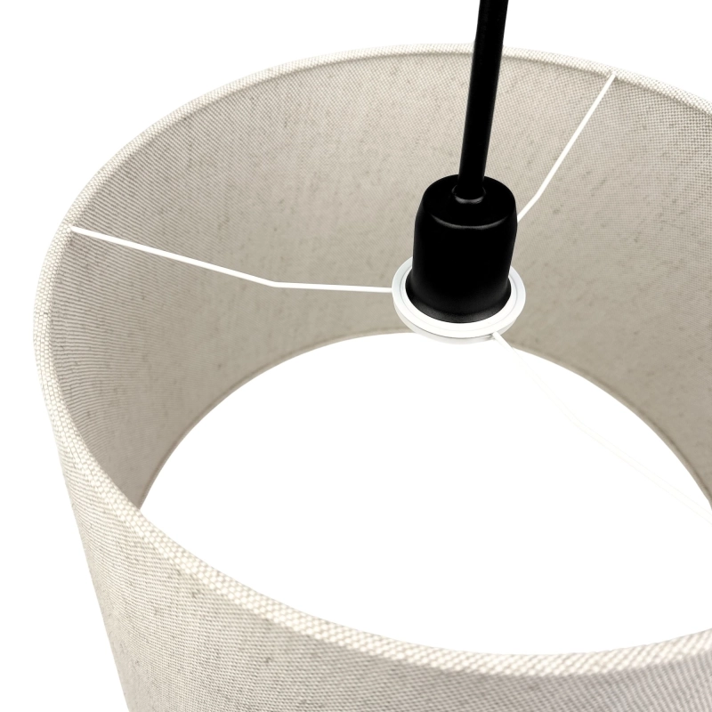 Lniana lampa wisząca na czarnym łańcuchu ze stożkowym abażurem SILIA BLACK I - detal