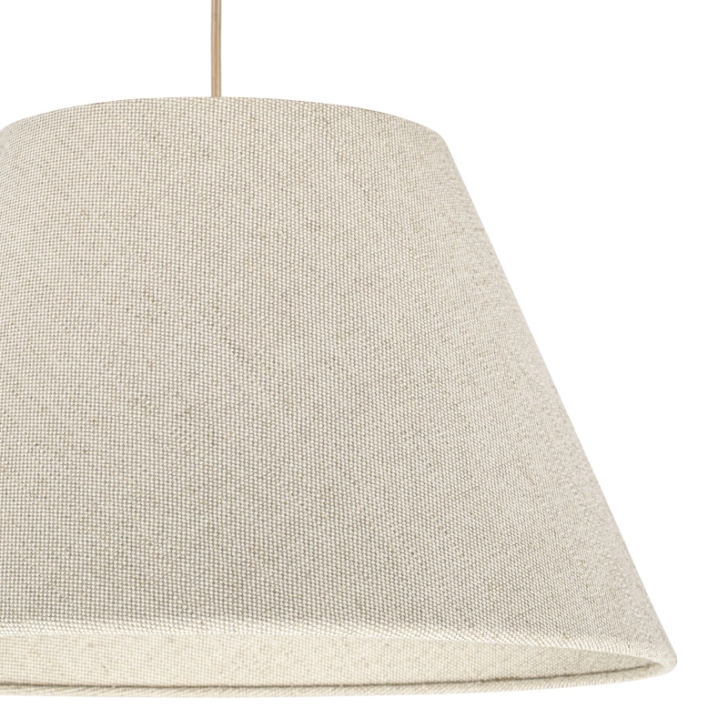 Złota lampa wisząca z lnianym abażurem stożkowym LINO III.