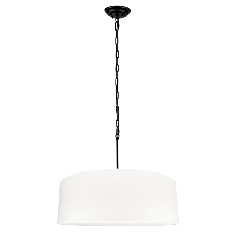 Lampa wisząca na czarnym łańcuchu z białym abażurem z blendą SILIA BLACK II biały