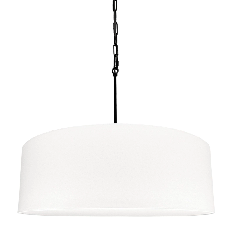 Lampa wisząca na czarnym łańcuchu z białym abażurem z blendą SILIA BLACK II biały