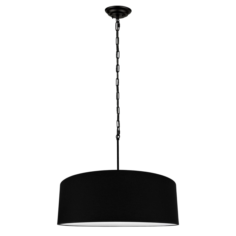 Czarna lampa wisząca na czarnym łańcuchu z czarnym abażurem z blendą SILIA BLACK II czarny