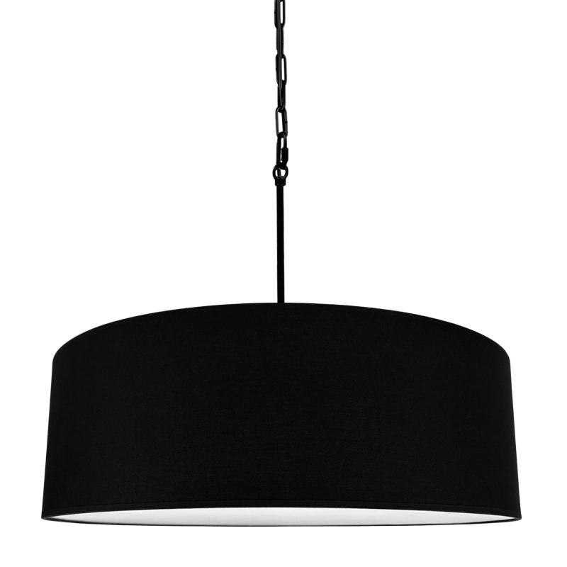 Czarna lampa wisząca na czarnym łańcuchu z czarnym abażurem z blendą SILIA BLACK II czarny