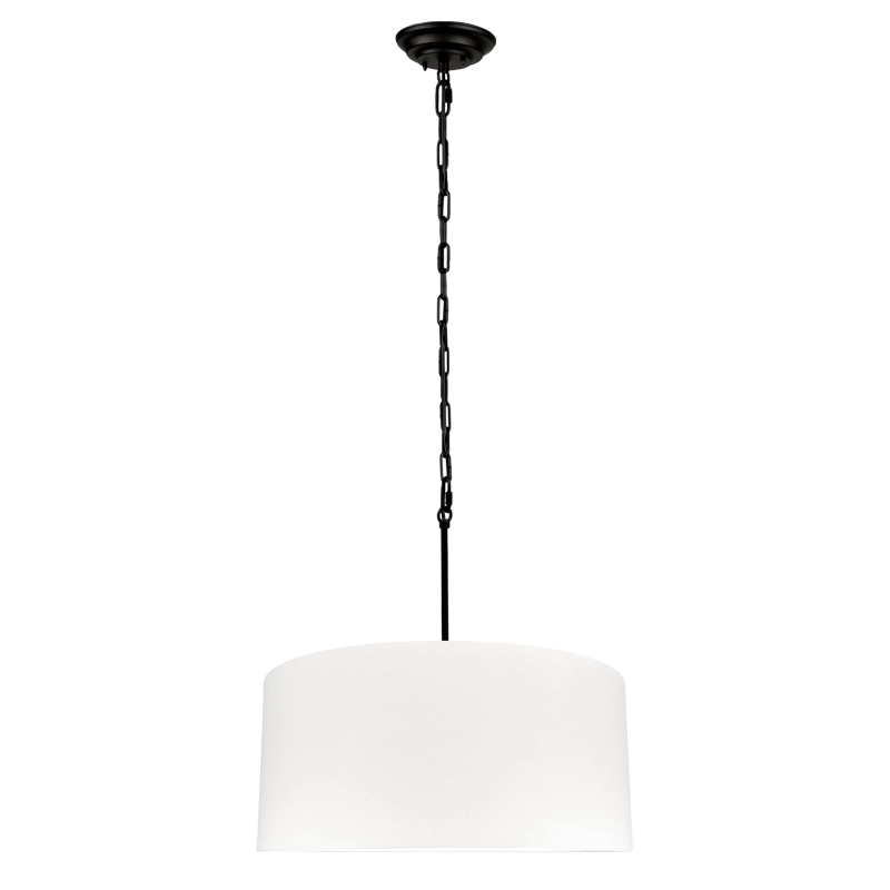 Czarna owalna lampa wisząca na łańcuchu z białym abażurem SILIA BLACK III biały