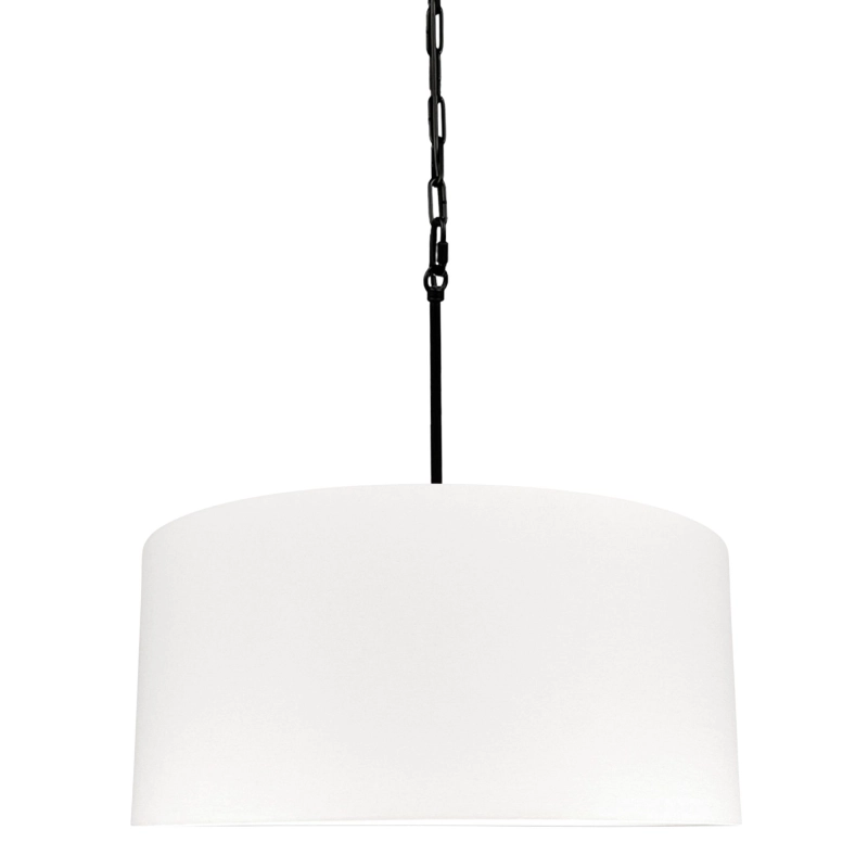Czarna owalna lampa wisząca na łańcuchu z białym abażurem SILIA BLACK III biały