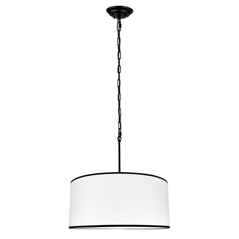 Biało-czarna owalna lampa wisząca na łańcuchu z abażurem SILIA BLACK III biało-czarny