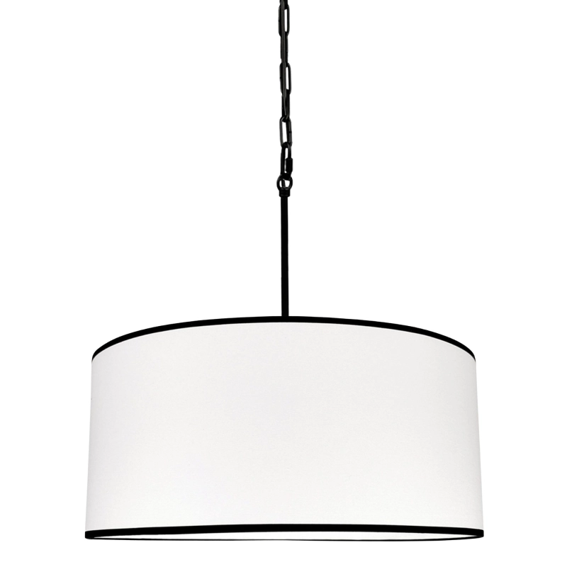 Biało-czarna owalna lampa wisząca na łańcuchu z abażurem SILIA BLACK III biało-czarny
