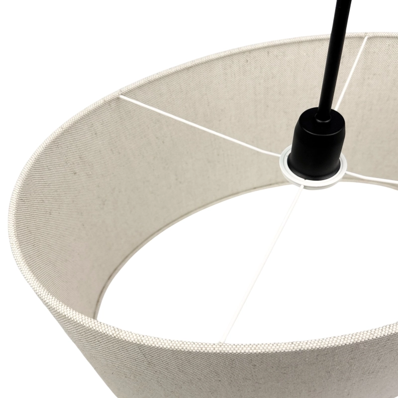 Lampa wisząca na łańcuchu z lnianym abażurem SILIA BLACK III len - detal.