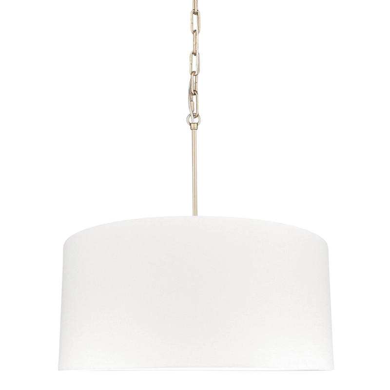 Złota lampa wisząca z białym, owalnym abażurem SILIA GOLD III biały.