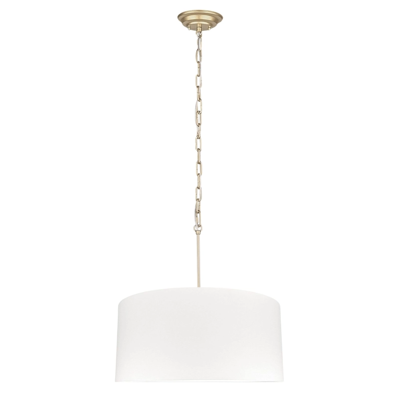 Złota lampa wisząca z białym, owalnym abażurem SILIA GOLD III biały.
