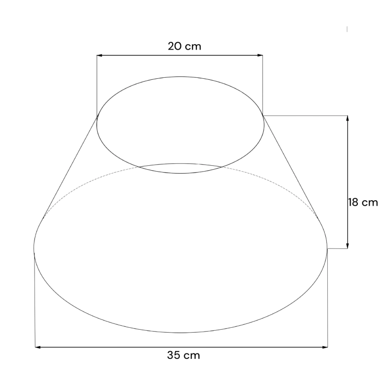 Jutowy abażur z czarną lamówką stożek 35 cm TELA BLACK - rysunek