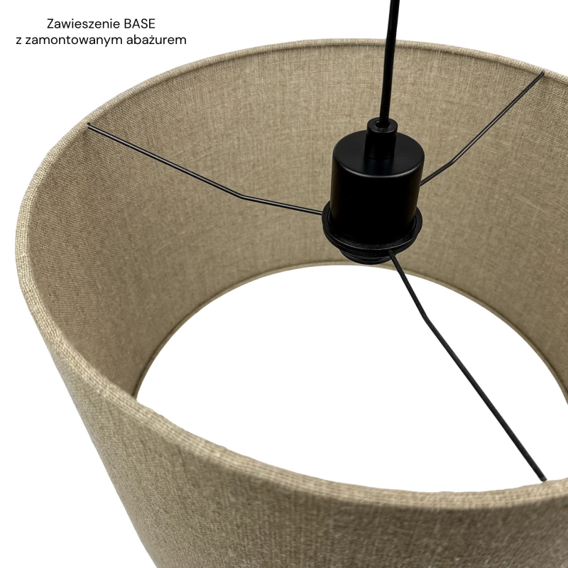 Czarne proste zawieszenie do lampy wiszącej z regulacją długości BASE 150 cm po zamontowaniu abażura.