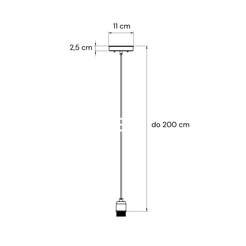 Mosiężne zawieszenie do lamp wiszących ze złotym przewodem o długości 200 cm BRASS I - rysunek.