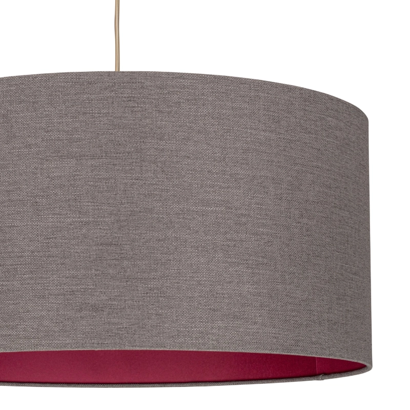Mosiężna lampa wisząca z szarobrązowym abażurem z rubinowym wnętrzem RUBIA PATINA II - detal.