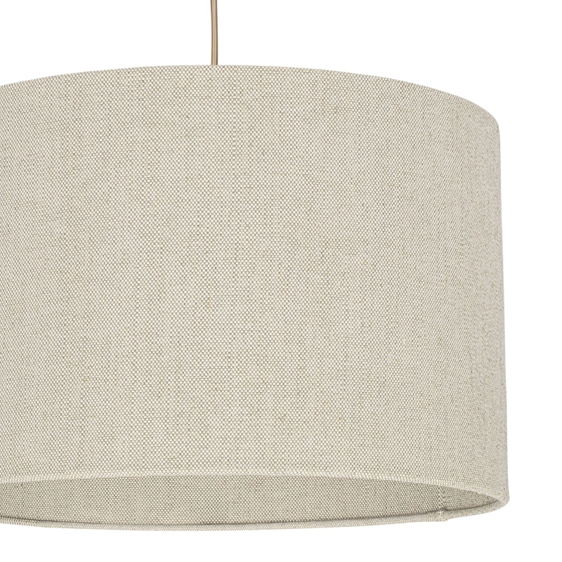 Mosiężna postarzana lampa wisząca z lnianym abażurem LINO PATINA I - detal.