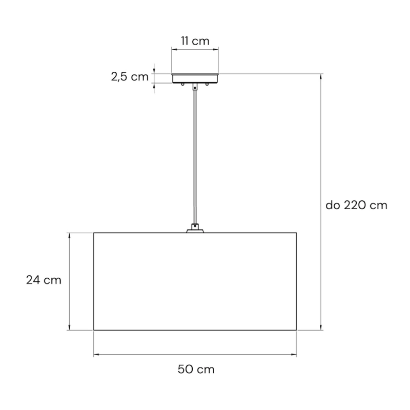 Mosiężna postarzana lampa wisząca z lnianym abażurem LINO PATINA II - rysunek.
