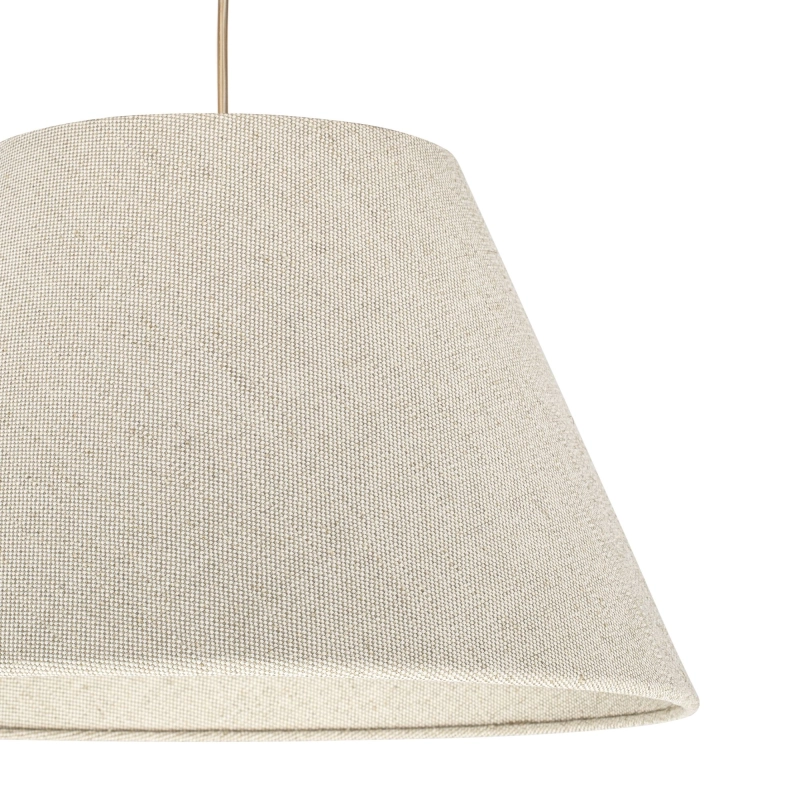 Mosiężna postarzana lampa wisząca z lnianym abażurem stożkowym LINO PATINA III - detal.