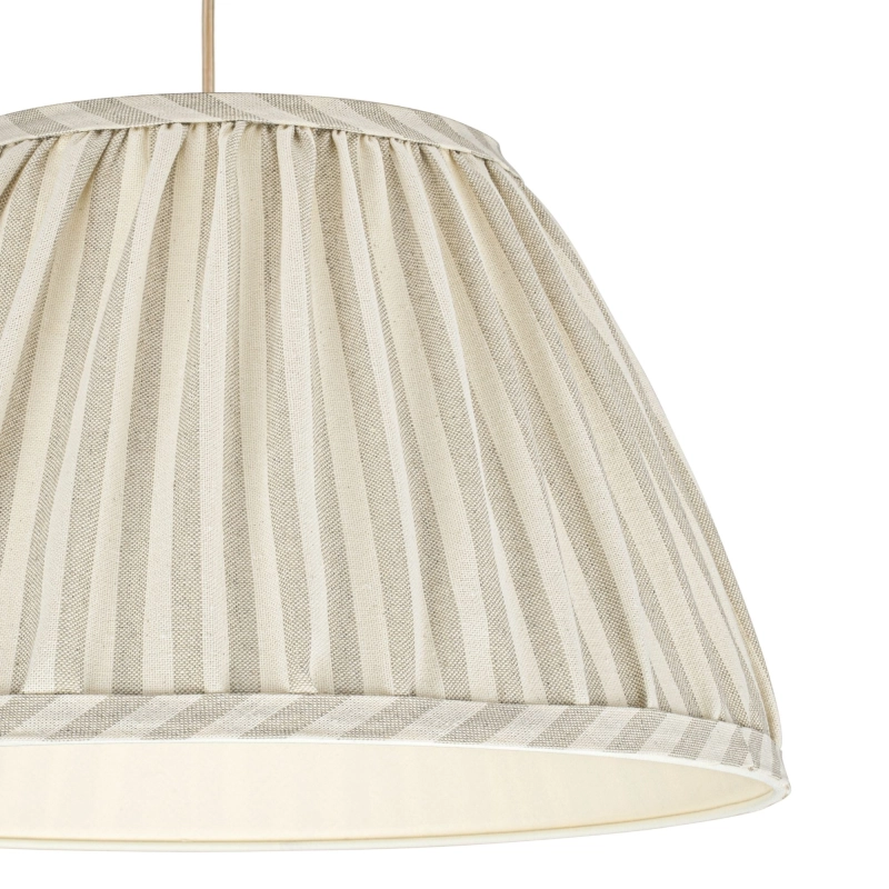 Beżowa lampa wisząca ze stożkowym abażurem w beżowo-kremowe paski SAND III - detal.