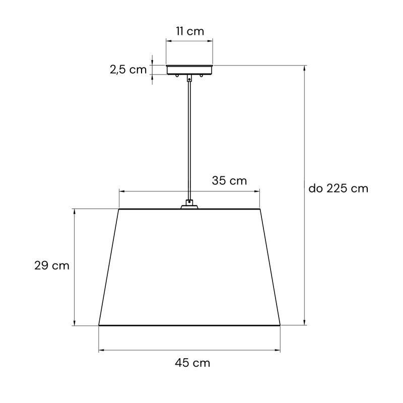 Postarzana mosiężna lampa wisząca ze stożkowym abażurem w beżowe i kremowe paski SAND PATINA IV - rysunek.