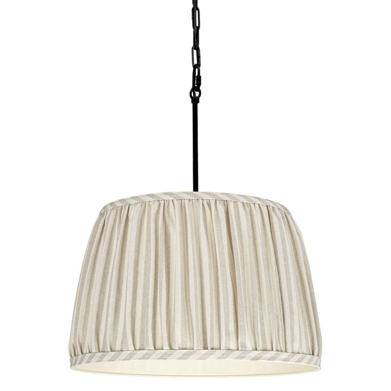 Lampa wisząca na łańcuchu z beżowym abażurem w paski SILIA BLACK I paski.