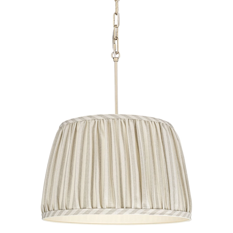 Lampa wisząca na łańcuchu z beżowym abażurem w paski SILIA GOLD I.