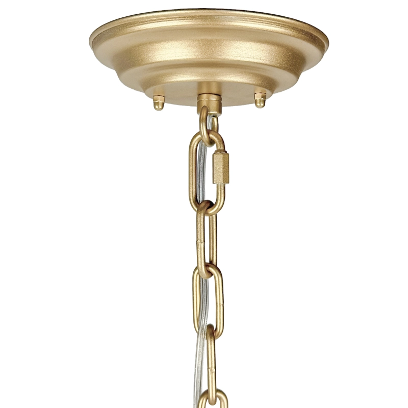 Lampa wisząca na łańcuchu z beżowym abażurem w paski SILIA GOLD I - detal.