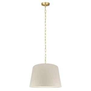 Mosiężna lampa wisząca SILIA BRASS I len