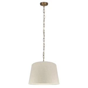 Mosiężna lampa wisząca SILIA PATINA I len