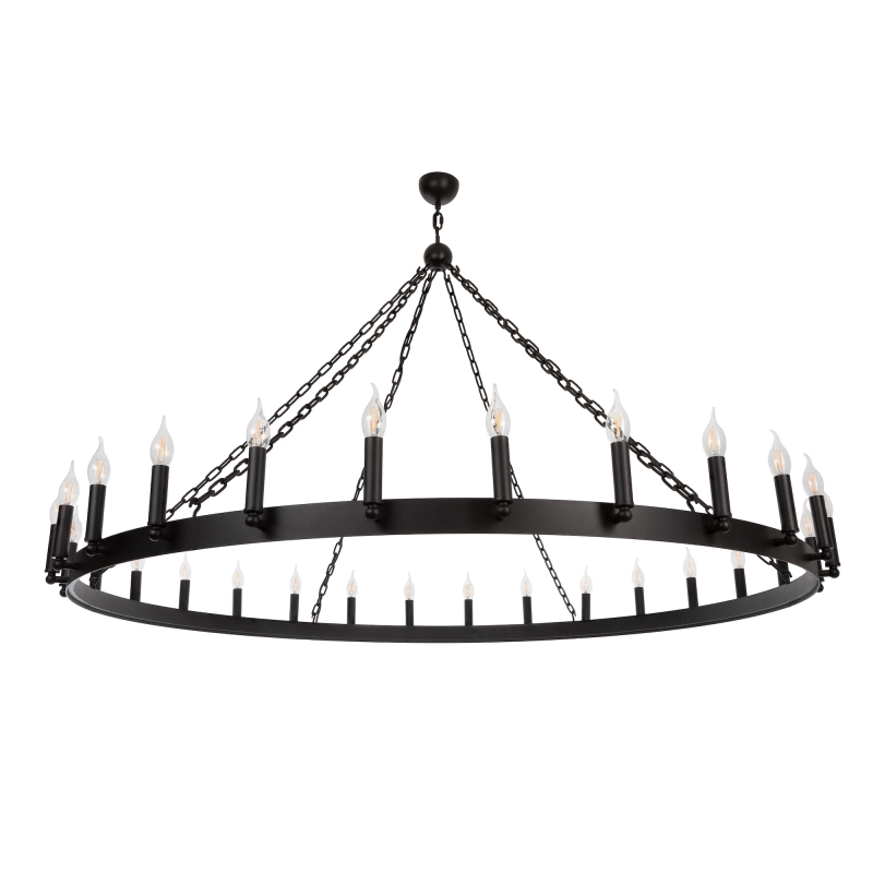 Duży czarny żyrandol okrągły w zamkowym stylu ROTT 150 cm.