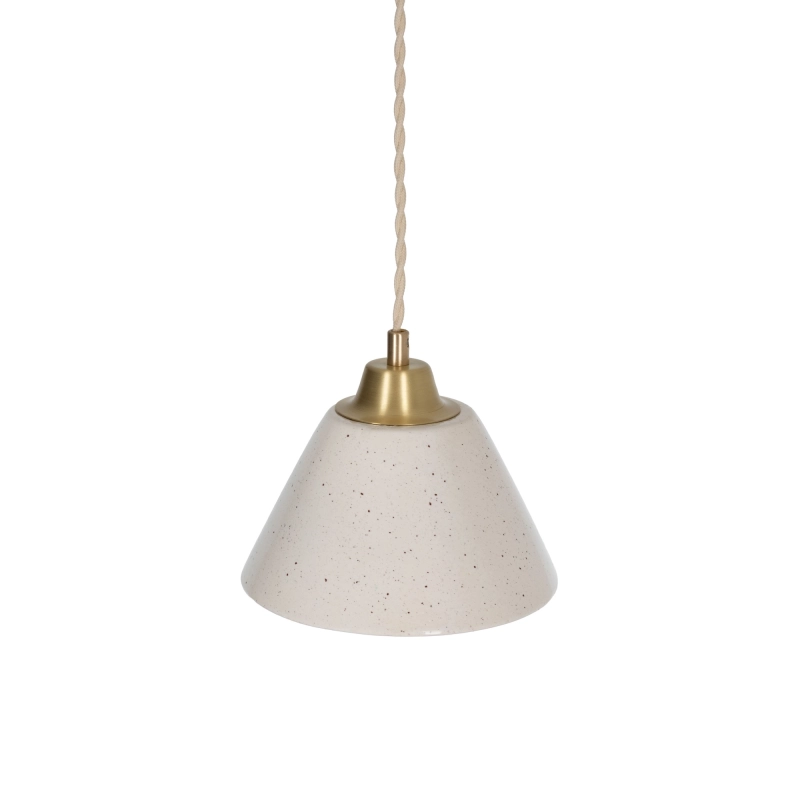 Mosiężna lampa wisząca z ceramicznym kloszem w kolorze złamanej bieli MILA CLASSIC Ivory.