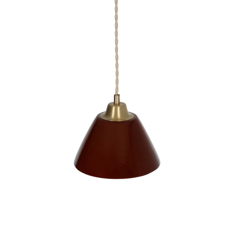 Mosiężna lampa wisząca z ceramicznym kloszem w kolorze złamanej bieli MILA CLASSIC Carmine.
