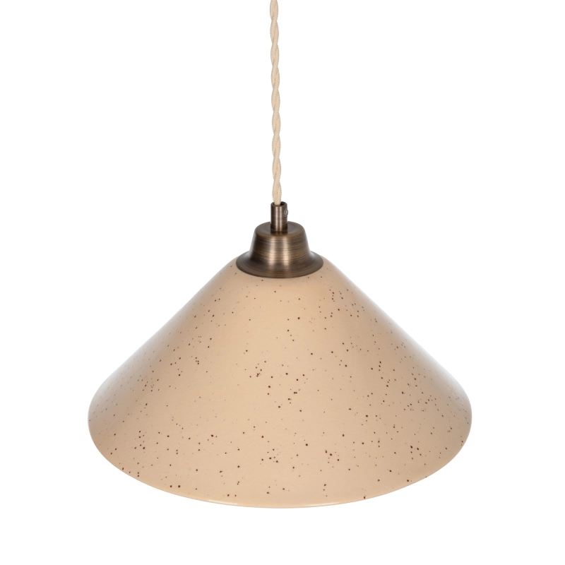 Mosiężna lampa wisząca z ceramicznym kloszem w kolorze ciepłego beżu MIRA PATINA Sandstone.