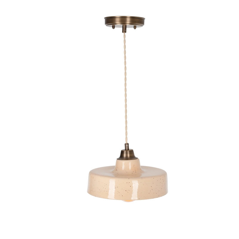 Mosiężna lampa wisząca z ceramicznym kloszem w kolorze złamanej bieli STELLA PATINA Sandstone.